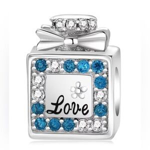 Silver and Blue Sparkle Perfume Bottle Charm